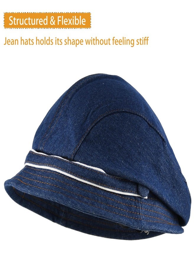 KORIXINE Newsboy Hat for Women: Fashion Denim Hats - Womens Cute Jeans Beret Newsboy Cap Cabbie Artist Summer Soft Visor Hat Adjustable (Navy) - Image 3